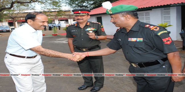 THE CHIEF OF AIR STAFF AIR CHIEF MARSHAL ARUP RAHA, PVSM, AVSM, VM, ADC BEING INTRODUCED TO SENIOR MOST JCO OF 118 TA BN BY COL VINEET MITTAL, COMMANDING OFFICER, 118 TA BN AT SITABULDI DURING HIS VISIT ON 05 MAR 14.