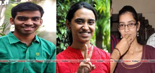 Anurag Bharadwaj (Science Topper), Sharanya Shivaraman (Commerce Topper) and Shreenidhi Deshmukh (Arts Topper)