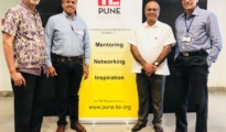 Vishwas Mahajan Charter Member TiE Pune, Ravi Nigam - Chair - Nurture @ TiE Pune, Kiran Deshpande - President TiE Pune, Mandar Joshi - Executive Director TiE Pune,
