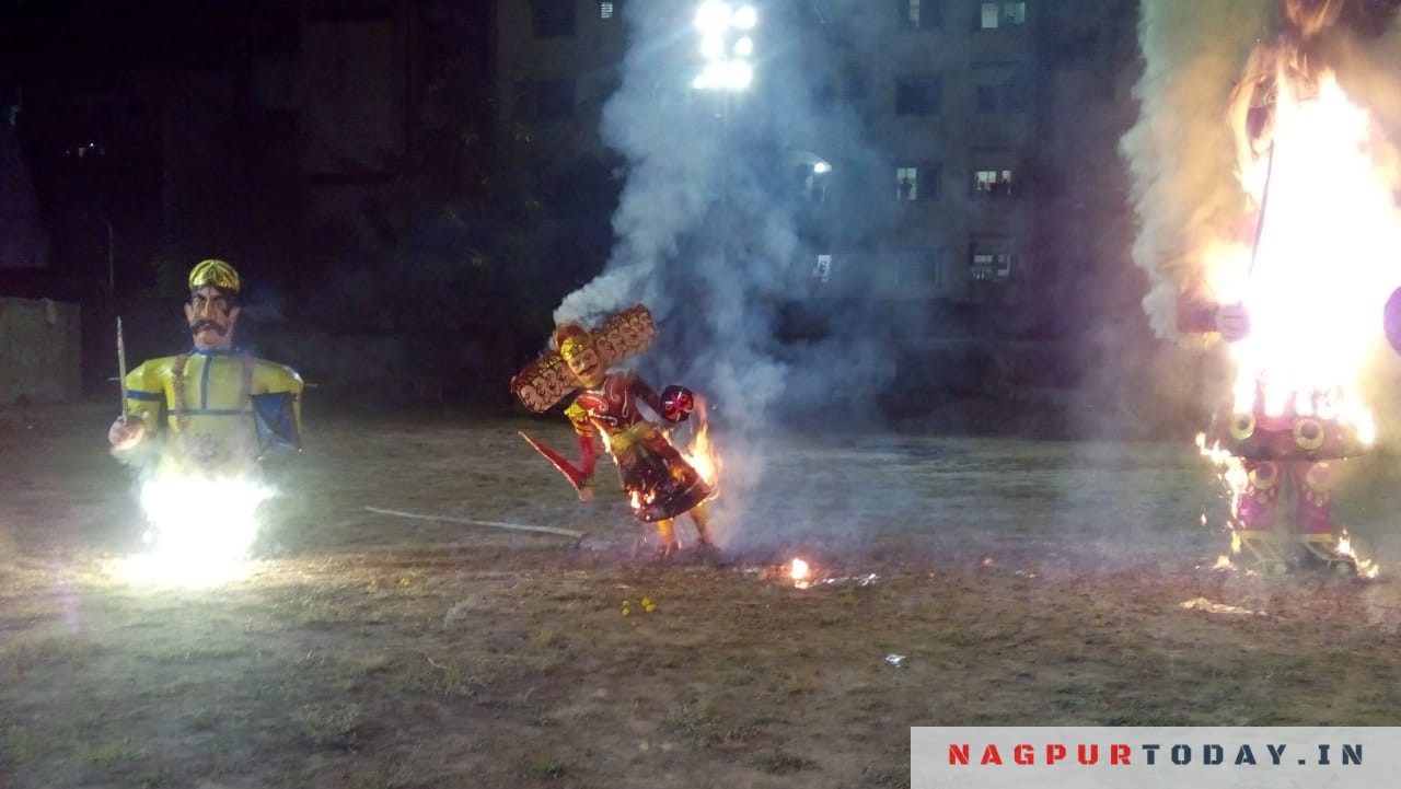 Good triumphs over evil: Devotees gather to watch "Rawan Dhahan" at ...