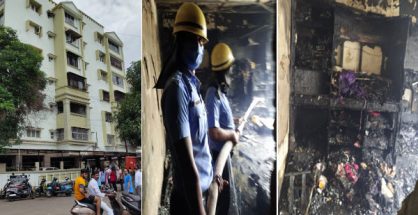 Fire breaks out at Vighnaharta Apartment flat in Dhantoli, no casualties reported
