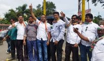 Congress activists support Bharat Bandh in Nagpur