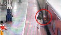 Video: RPF Official saves woman from falling under moving train at Gondia Railway Station