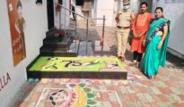 Colourful rangoli designs deck up Gittikhadan Police Station as part of Police Rising Day, Azadi Ka Amrut Mahotsav
