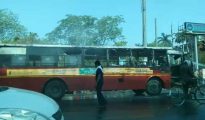 Video: Star Bus catches fire at Samvidhan Square