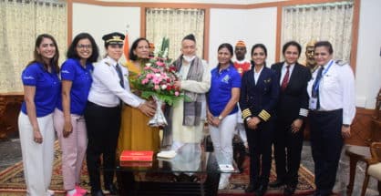 Delegation of Women Commercial Pilots meet Governor Koshyari