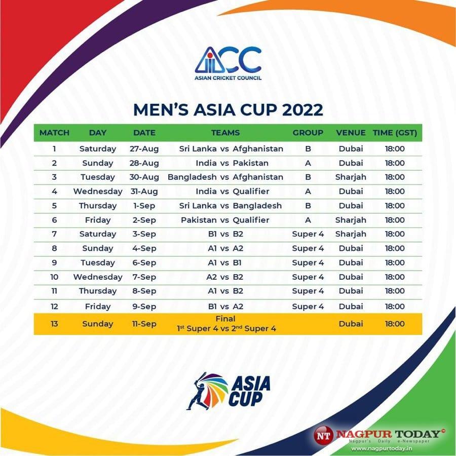 Asia Cup Schedule Announced, India To Play Pakistan In Group A Fixture On August 28