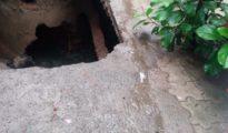 After Lokmat Square, another road in Nagpur caves in