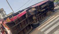 ST bus overturns at Katol Naka as tanker jumps traffic single in Nagpur