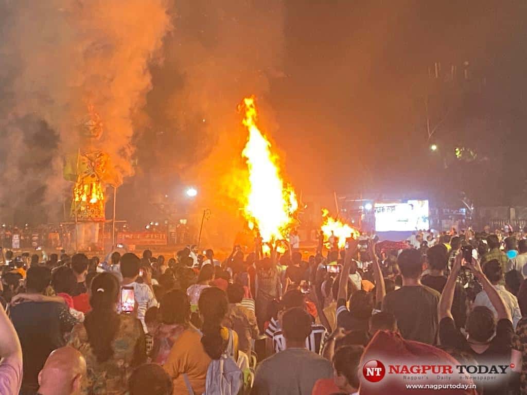 In Video Dussehra 2022 Ravana effigies burnt in Nagpur despite rain