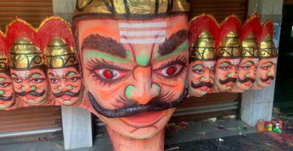 At KP Ground Nagpur, 55ft Ravan effigies ready to go up in flames