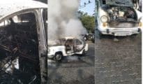 Ambassador car catches fire due to short circuit in Nagpur