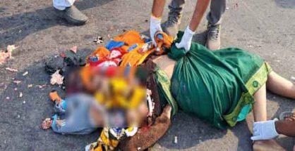Woman, her toddler killed, husband injured, as trailer truck hits bike on Nagpur-Bhandara Highway
