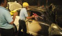 Car catches fire at Rahate Colony Square on Friday night