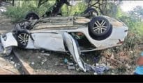Speeding car turns turtle near Ajni railway ticket booking counter