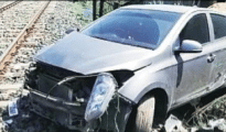 Close shave for man as reversing train crushes his car at Railway Crossing in Koradi