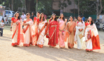 In pics: Women celebrate Vijaya Dashami with traditional ‘Sindoor Khela’ in Nagpur