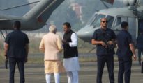 PM Modi meets NCP’s Praful Patel at Gondia Airport in Maharashtra