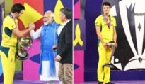 Pat Cummins’ awkward standing in World Cup Final trophy presentation opens troll doors!