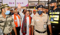Nadda Arrives At Nagpur To Attend RSS Annual Event