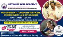 Good News: Govt. Of India Certified 100 It /computer Software & Ai Skill Courses For 1,00,000 Students Online Applications Invited From All Over India