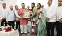 Gadkari Presents Ambedkar Memorial Award 2024 to Ramdas Athawale