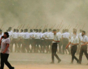 Unshaken in the storm: RSS Swayamsevaks march on as Nagpur battles nature’s fury!!