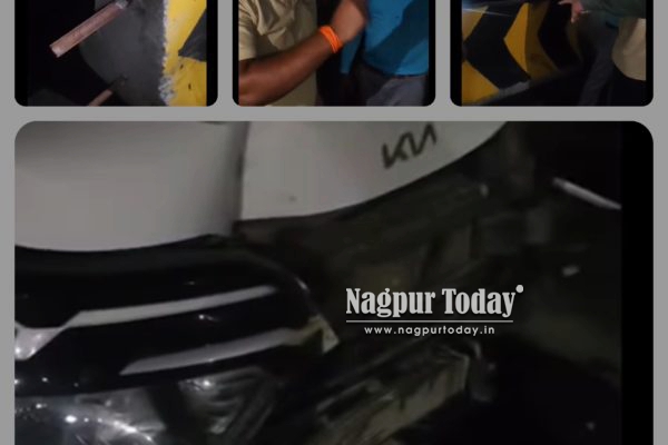 Concrete Block Turns Kalmeshwar-Katol Road Into Death Trap