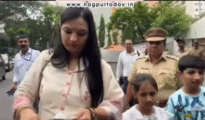 BJP MLC Parinay Fuke’s sister-in-law Priya stages protest outside Vidhan Bhavan