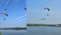 Nagpur: Paramotoring Over Futala Lake Mesmerizes Citizens with Aerial Spectacle