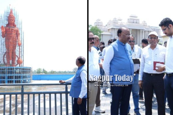 नागपूरच्या कोराडीत उभी राहणार मध्य भारतातील सर्वांत भव्य हनुमान मूर्ती; बावनकुळे यांनी केली पाहणी