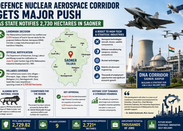 Defence Nuclear Aerospace Corridor gets major push as State notifies 2,730 hectares in Saoner