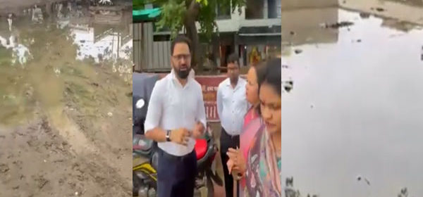 NMC Commissioner Pulls Up Officials Over Waterlogging, Encroachment at School on First Day of New Academic Session