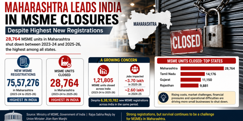 Maharashtra Tops India in MSME Closures; Nagpur Records 1,425 Shutdowns in Five Years