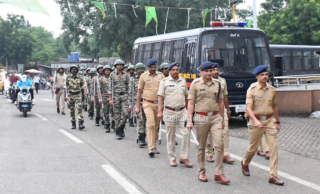 वर्धा : गणेशोत्सवासाठी पोलीस सज्ज; शहरात भव्य रूट मार्च