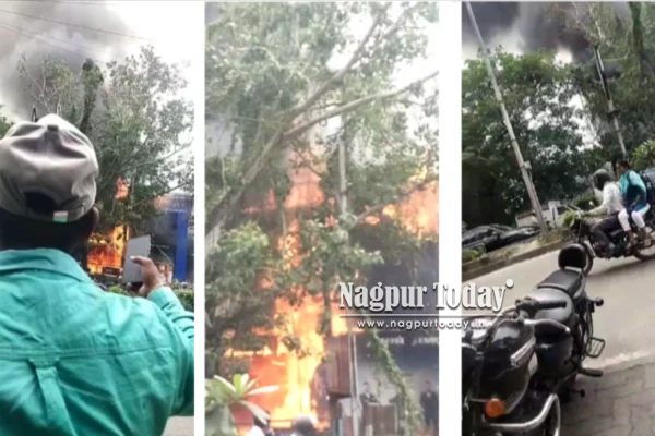 Massive Fire Breaks Out at Tile Showroom Near Baidyanath Chowk