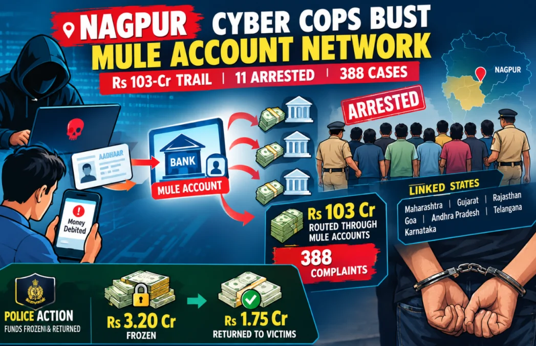 Nagpur cyber cops bust mule account network: Rs 103-cr trail, 11 arrested in 388 cases