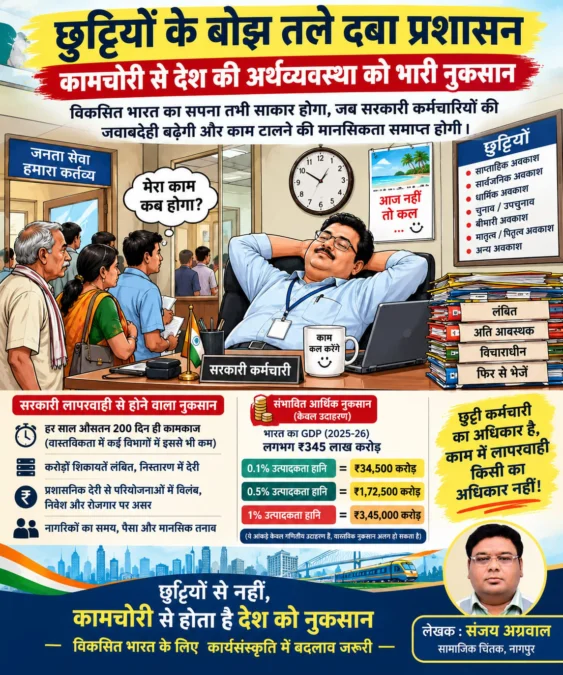 छुट्टियां नहीं, प्रशासनिक सुस्ती है विकसित भारत की राह में बाधा?